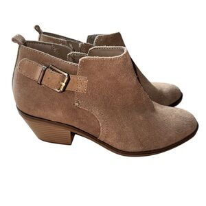 Sonoma Kohl’s Ankle Boots Booties Women’s Sz 9M Genuine Suede Leather Tan Taupe